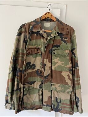 US Army Men's Camo Coat - Green/Brown Woodland - ML